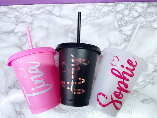 Children’s Cup With Lid and Straw, Large Font